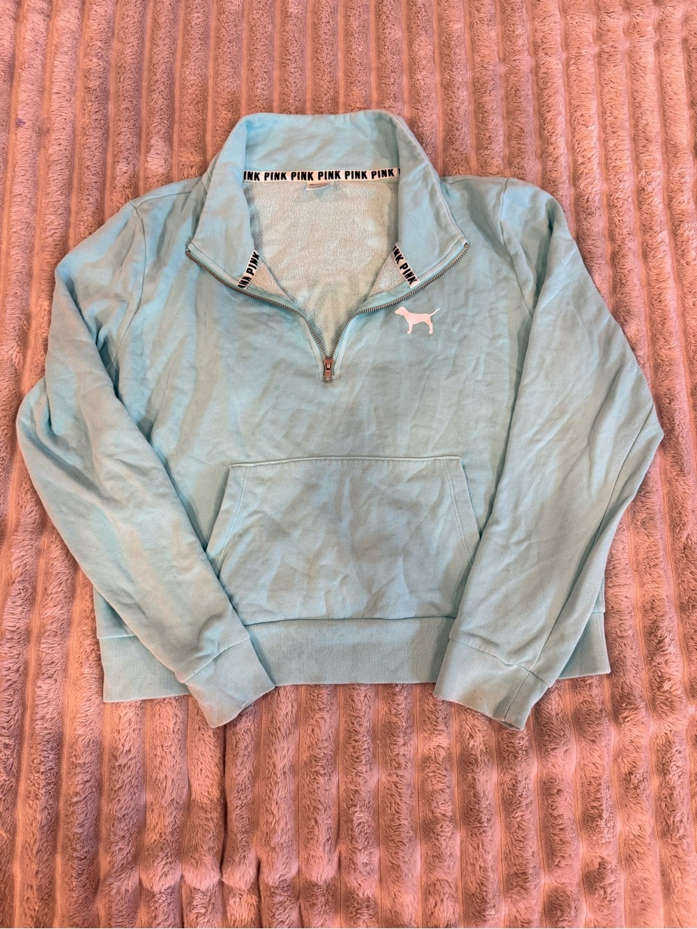 Victoria's Secret PINK Men's Quarter-Zip Pullover - Light Aqua